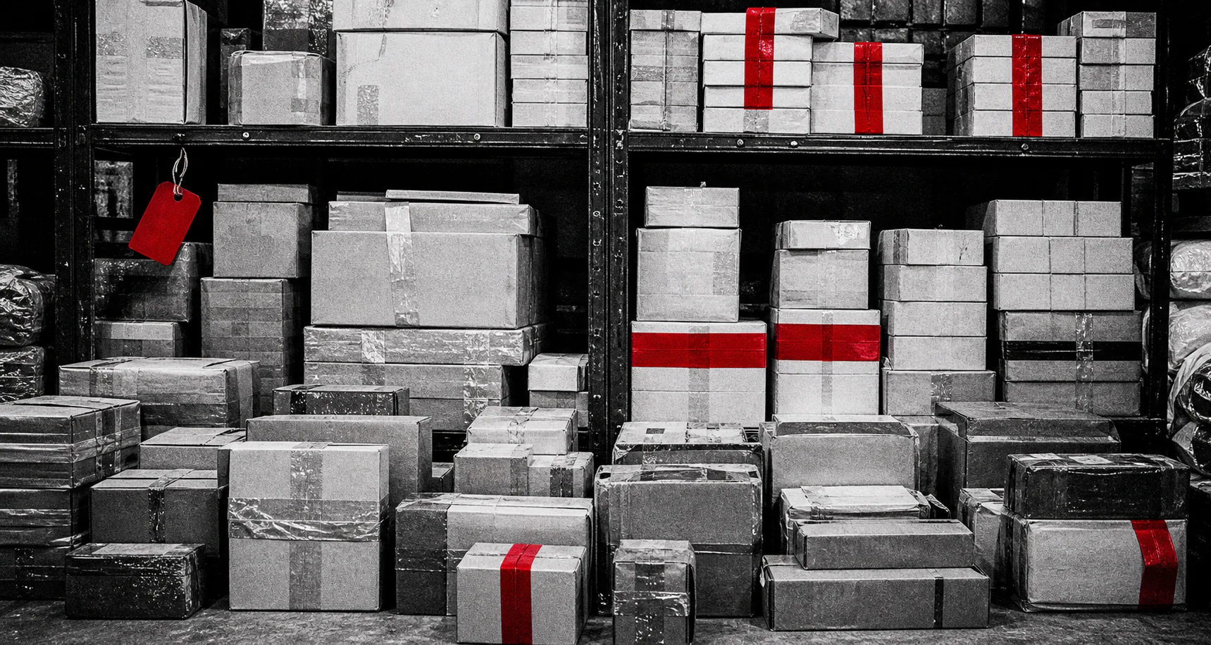 Shelves of small-batch parcels ready to leave the studio