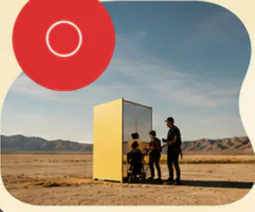 Film crew working on a desert location