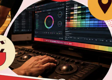 Colorist working in the Cutline Pictures grading studio