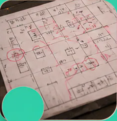 Storyboard covered in production notes