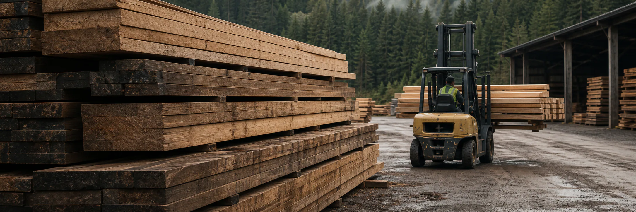 Traceable timber stacked at a working mill