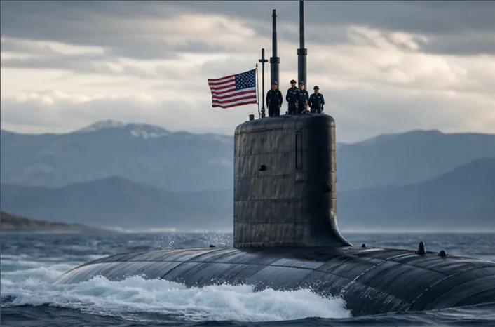 People entering a public institution in a navy-toned editorial photograph