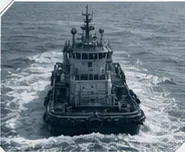 Tugboat underway on open water