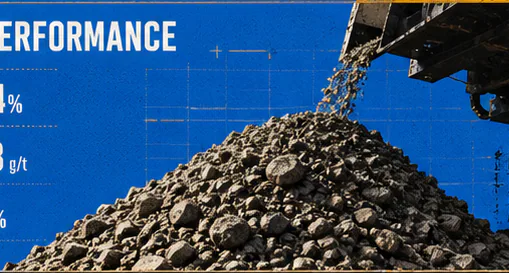 Ore falling from a conveyor onto a graded stockpile
