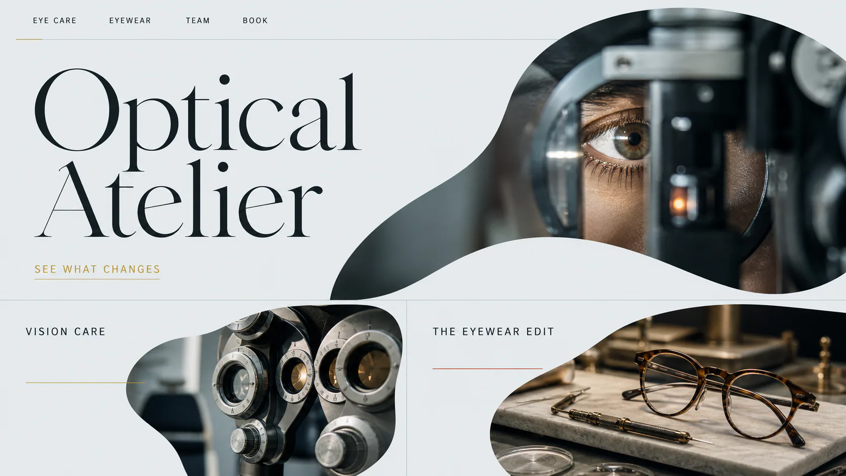 Close study of an eye examination through an optical instrument