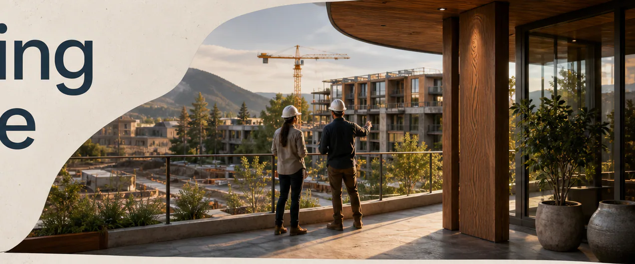 Property team overlooking a new neighbourhood under construction