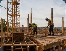 Construction team working on a new building