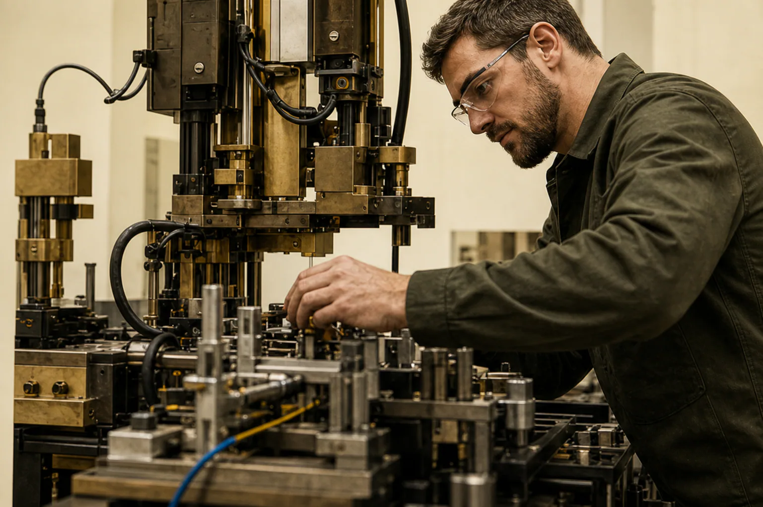 An engineer working with precision equipment in the Brass Gesture lab