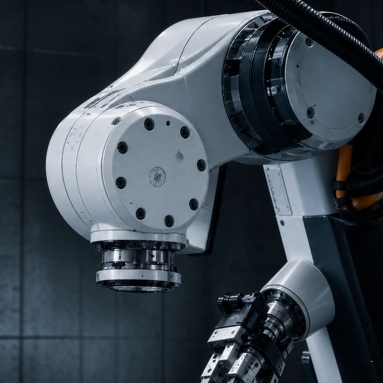 Industrial robot arm in a robotics laboratory