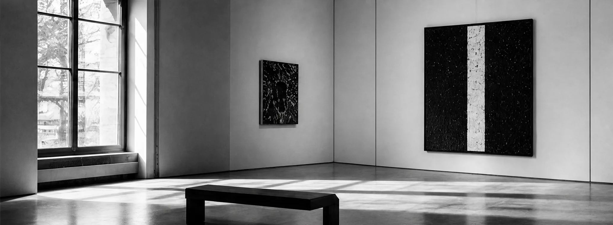 A daylight-filled gallery interior prepared for a civic assembly