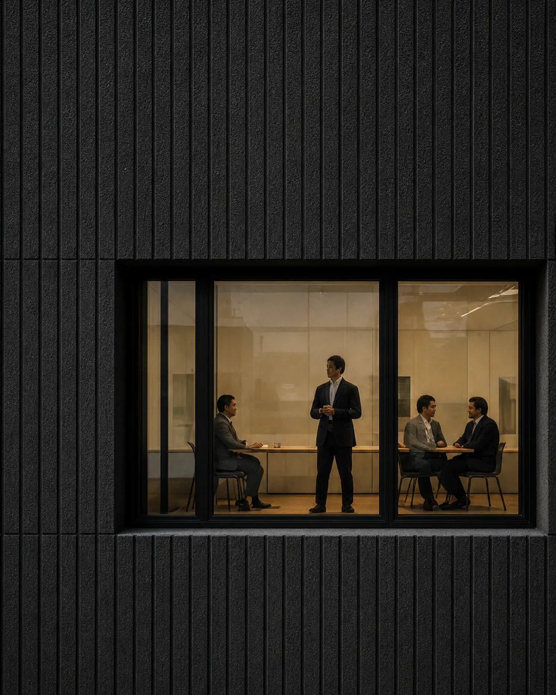 Dark meeting room for the Assembly House project