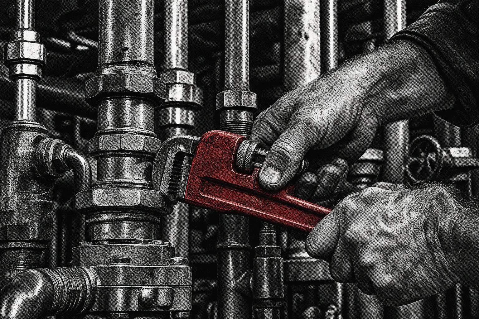 Goodline technician servicing mechanical pipework