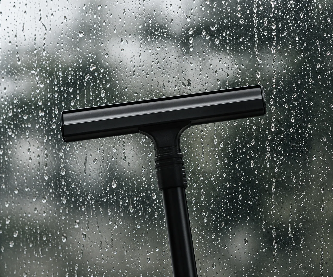 Squeegee clearing a large glass pane