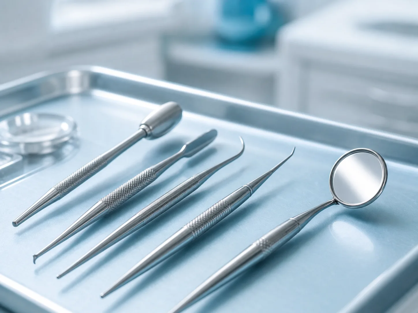 Dental instruments prepared for a careful examination