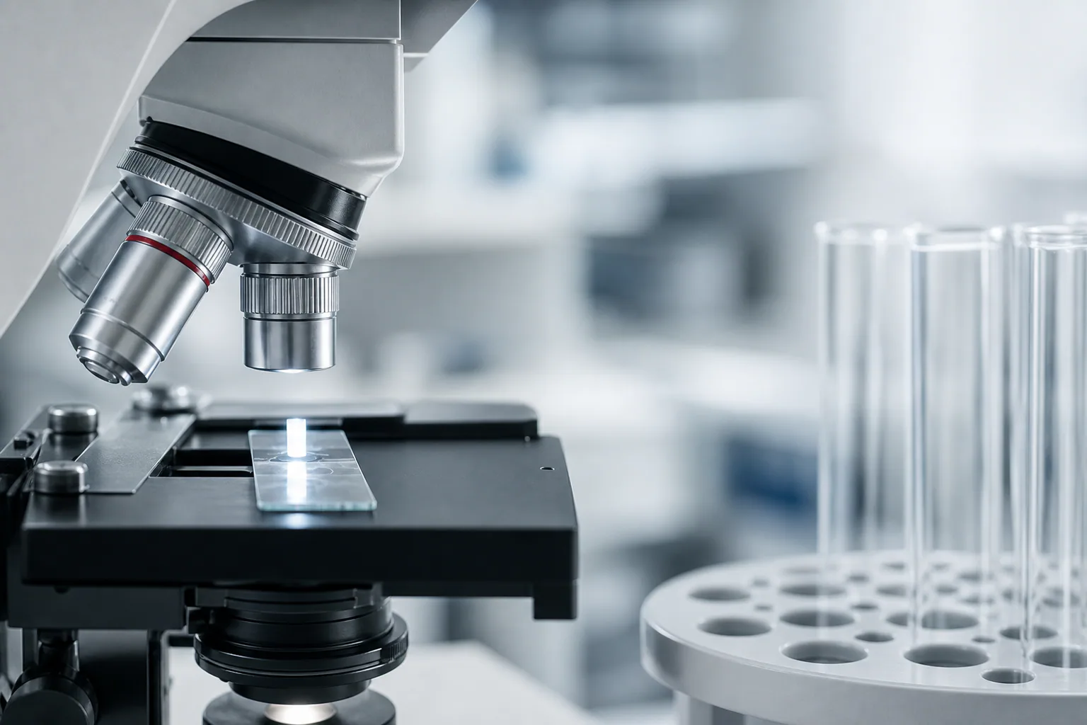 Microscope ready for a laboratory sample