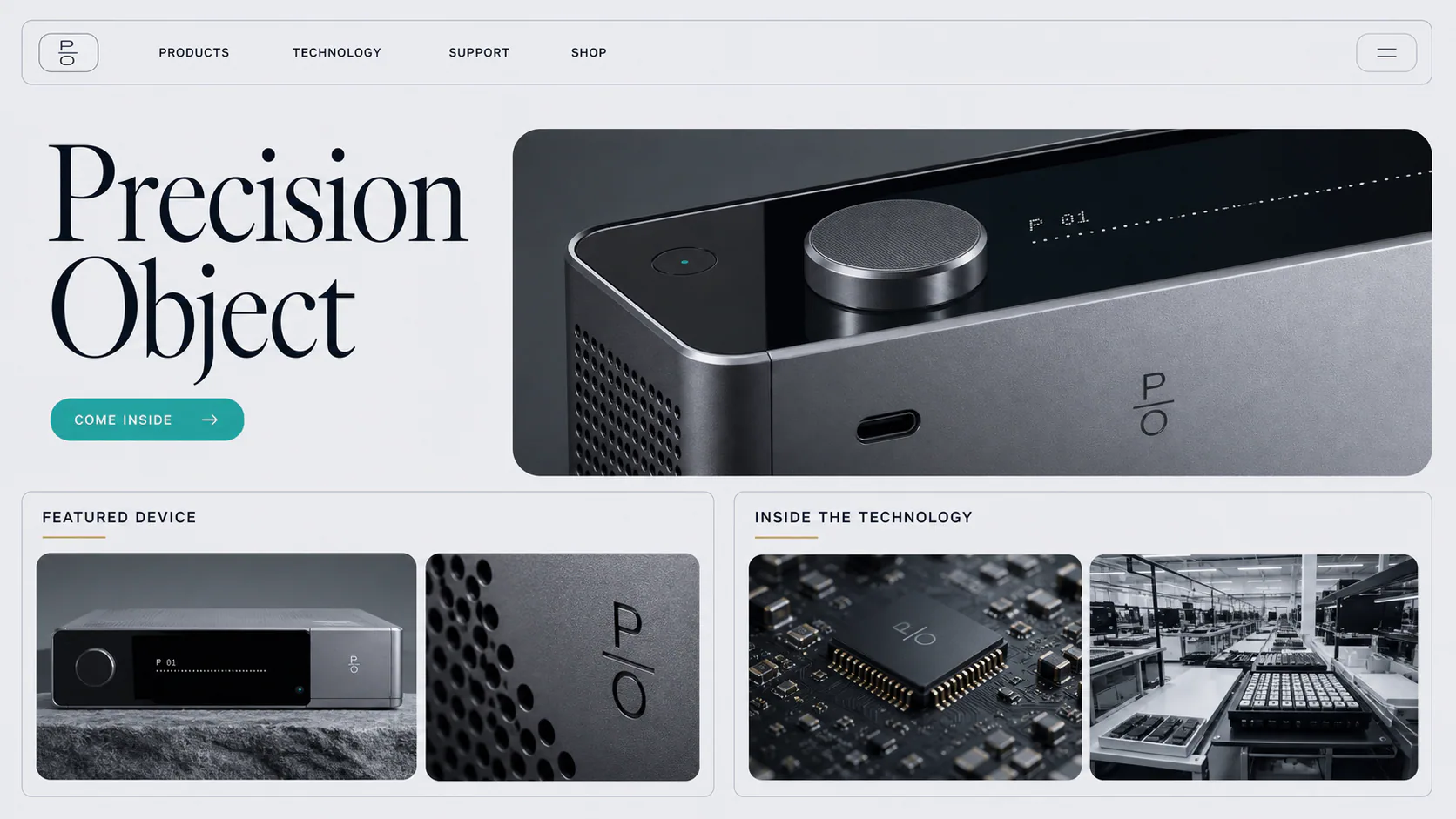 Auralis P-01 precision audio device in a dark metal finish