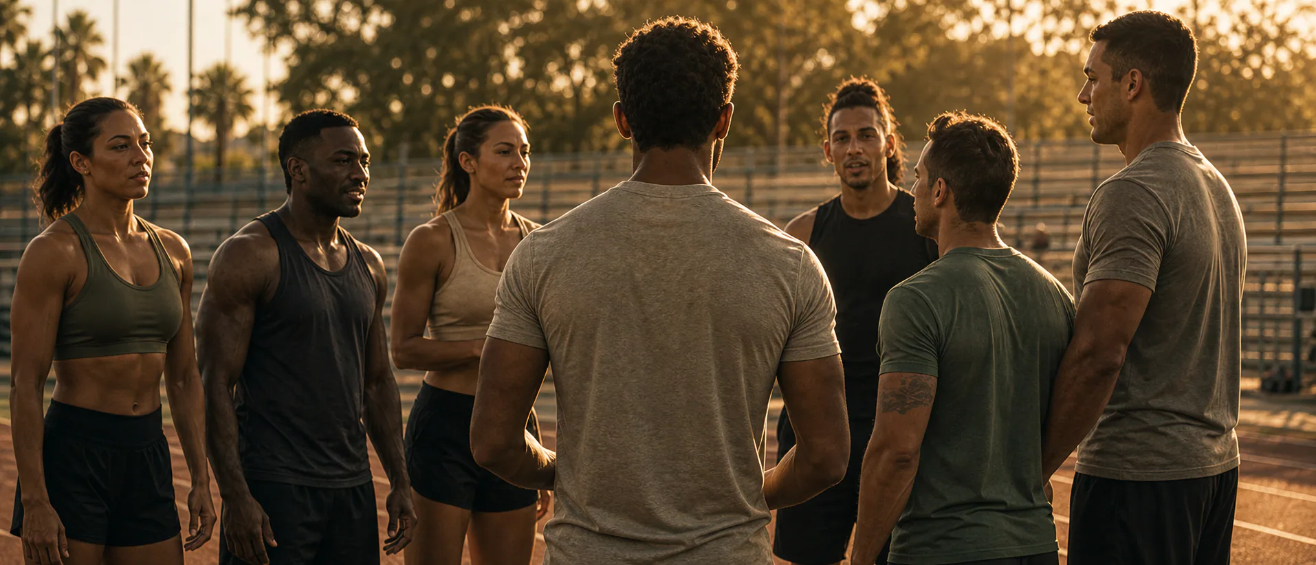 Training community gathering on the track