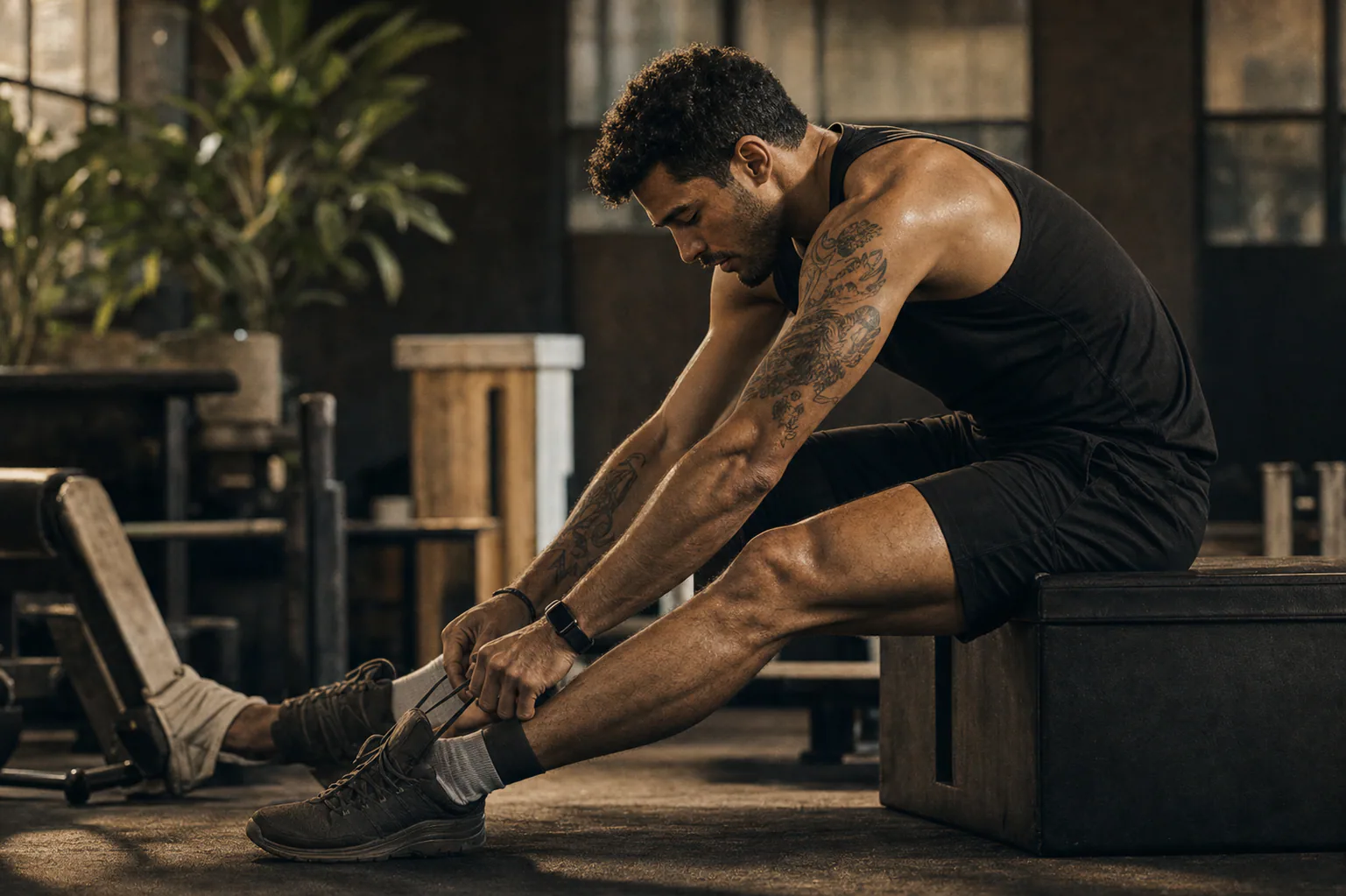Athlete stretching during recovery