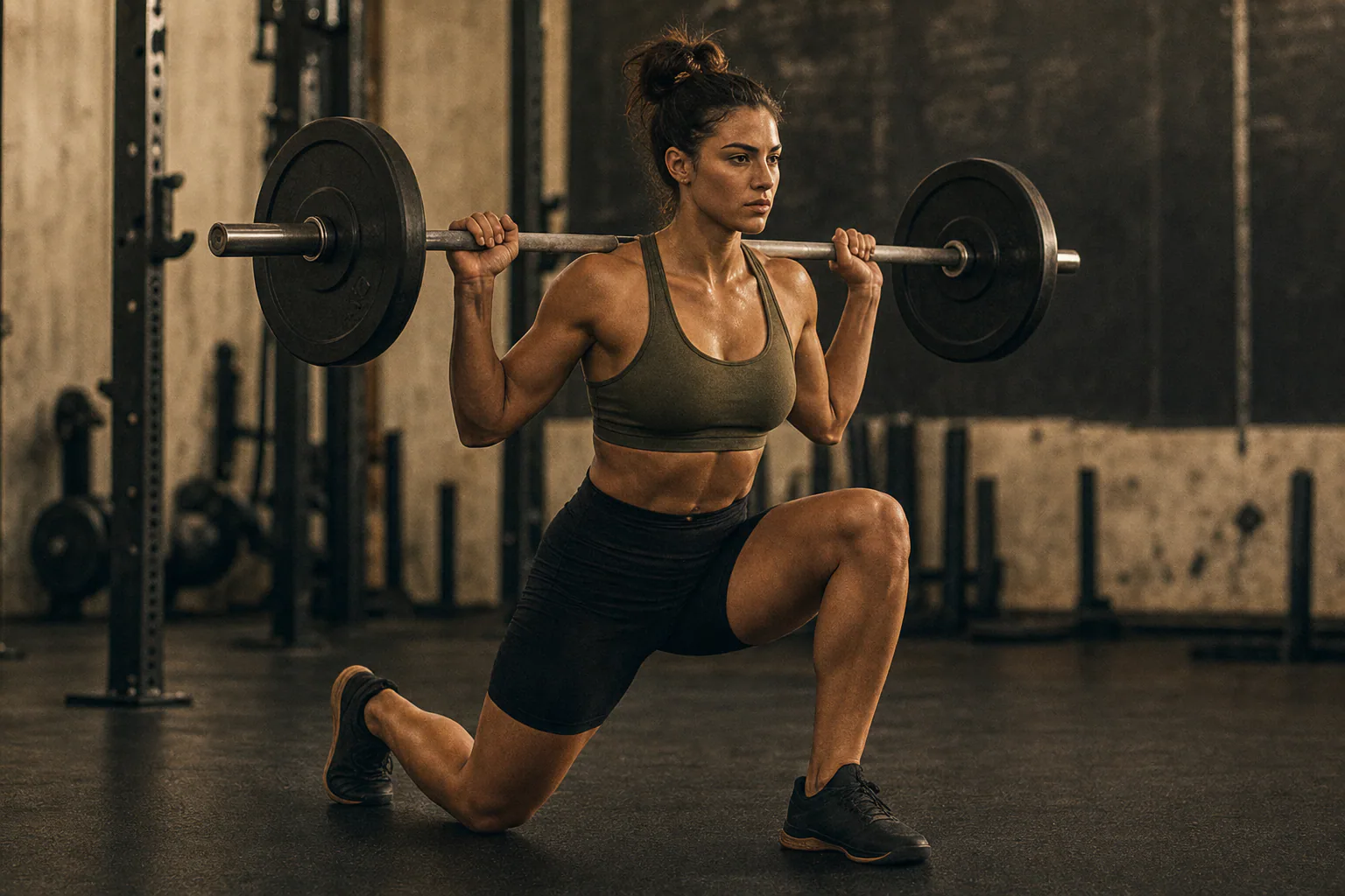 Athlete performing a loaded lunge
