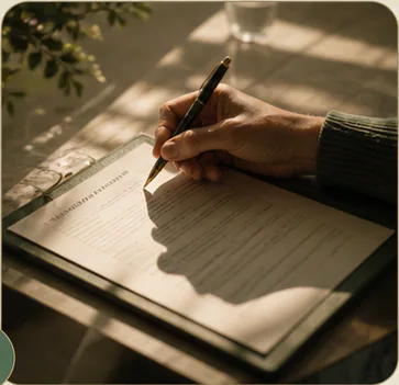A careful claims review taking place at a sunlit desk