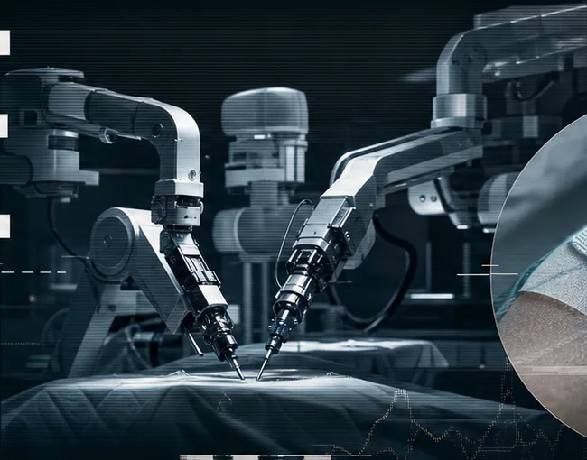 Robotic surgical instruments positioned over a draped operating surface