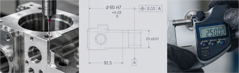 Probe measuring a machined aluminum component