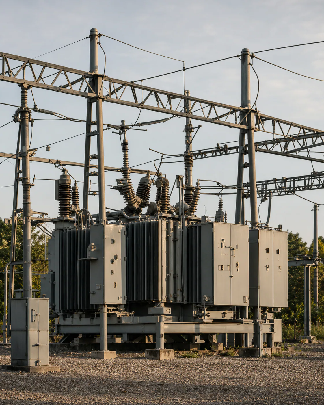 Electrical substation carrying renewable power to the grid