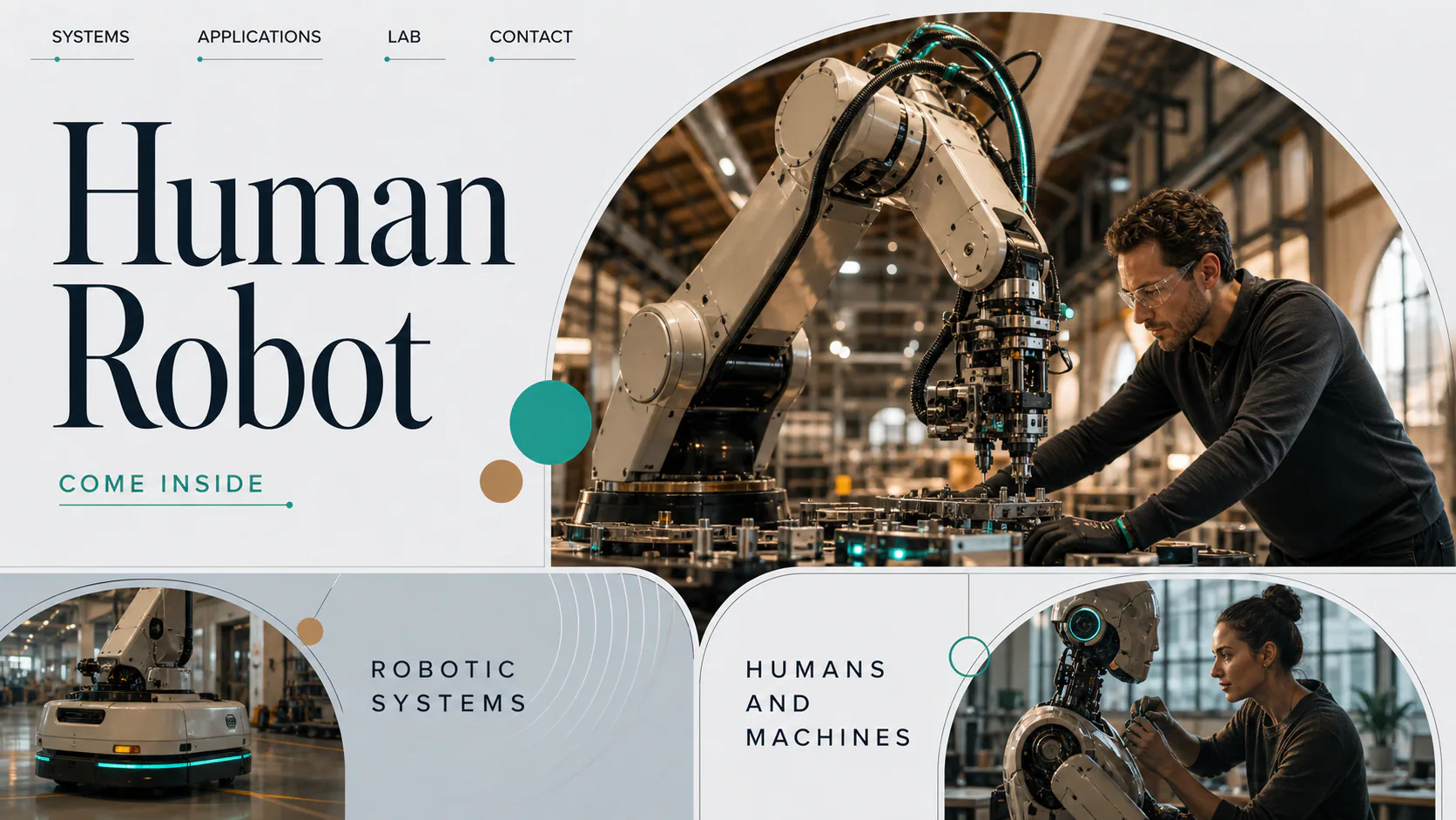 Engineer working beside a robotic arm in a softly lit workshop