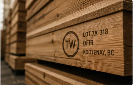 Finished timber bundle marked with a traceable Northline lot code