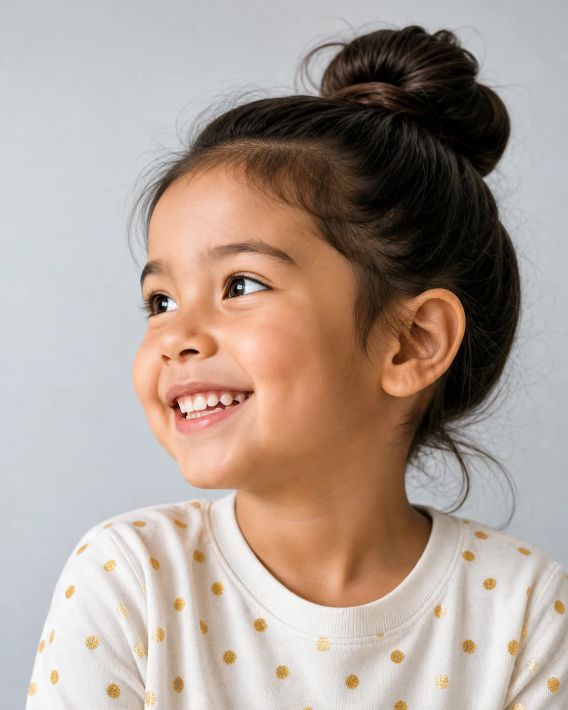 Smiling child looking toward a trusted adult