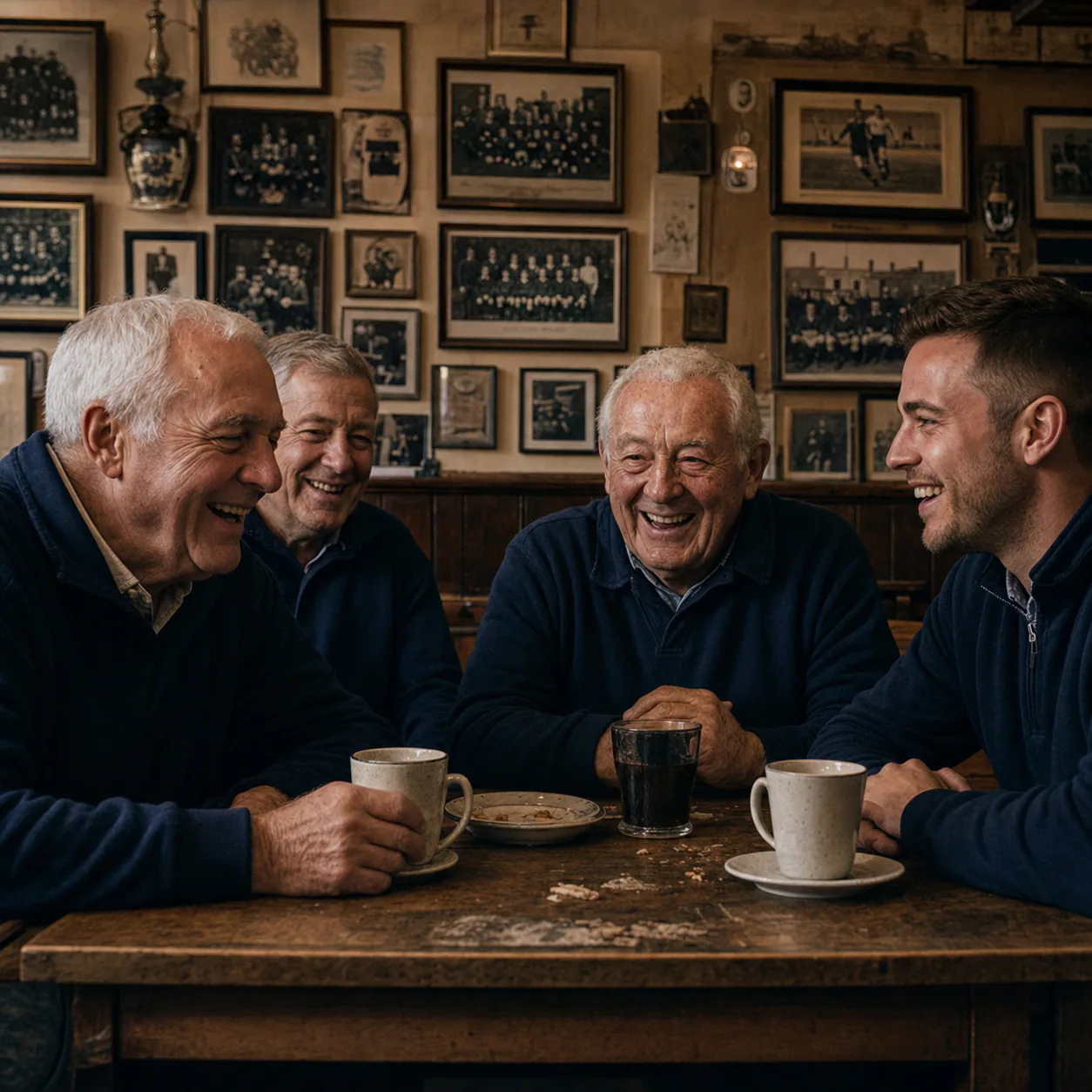 Long-time Northbank members share tea in the clubhouse