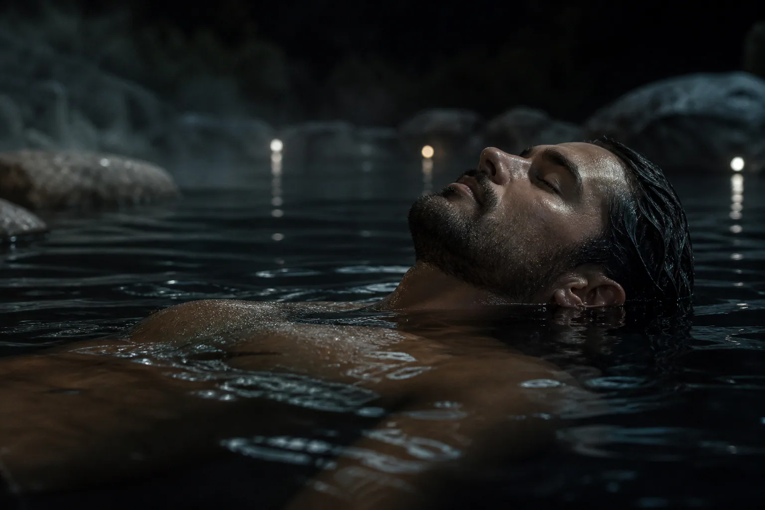 A guest floating quietly in the recovery pool