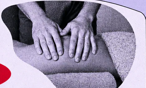 Hands resting during a restorative bodywork session